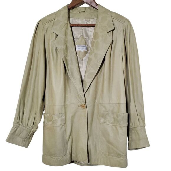 Cristiano Di Thiene Vintage Leather Jacket Size 42 Tan Cow Print Mens - Picture 1 of 9